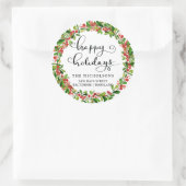 Prettige feestdagen Scriptversie | Retouradres vak Ronde Sticker (Tas)