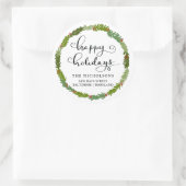 Prettige feestdagen Scriptversie | Teruggaveadres  Ronde Sticker (Tas)