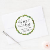 Prettige feestdagen Scriptversie | Teruggaveadres  Ronde Sticker (Envelop)