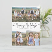 Prettige feestdagen Scriptwit Multi Photo Feestdagenkaart (Staand voorkant)