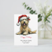 Prettige feestdagen Scruffy Puppy in een Santa Hat Briefkaart (Staand voorkant)