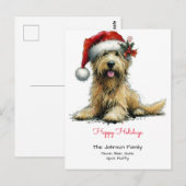 Prettige feestdagen Scruffy Puppy in een Santa Hat Briefkaart (Voorkant / Achterkant)