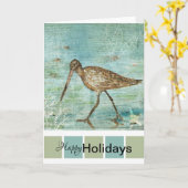 prettige feestdagen Shore Bird Art Kaart (Gele Bloem)