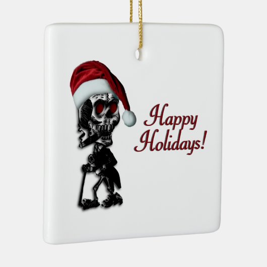 Prettige feestdagen Sigaar Roken Kerst Skelet Keramisch Ornament (Rechts)