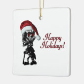 Prettige feestdagen Sigaar Roken Kerst Skelet Keramisch Ornament (Links)