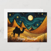 Prettige feestdagen Silhouet van kameel in woestij Briefkaart (Voorkant / Achterkant)