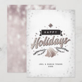 prettige feestdagen Silver Bells Snowflakes Custom Feestdagenkaart (Voorkant / Achterkant)