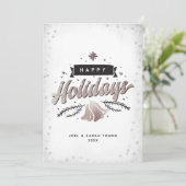 prettige feestdagen Silver Bells Snowflakes Custom Feestdagenkaart (Staand voorkant)