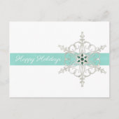 prettige feestdagen Silver Blue Snowflake Briefkaa (Voorkant)