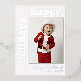 prettige feestdagen Silver Foil Holiday-fotokaart
