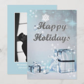 prettige feestdagen Silver Glitter-kerstfotokaart (Voorkant / Achterkant)