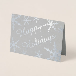 Prettige feestdagen Silver Script Snowflakes Folie Kaarten
