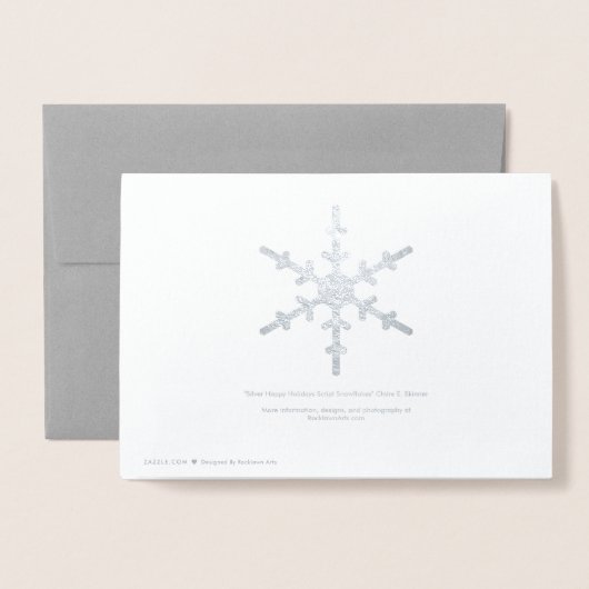 Prettige feestdagen Silver Script Snowflakes Folie Kaarten (Met envelop)