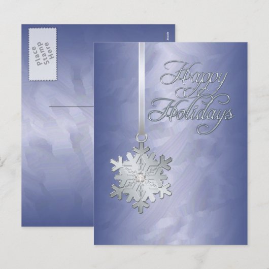 Prettige feestdagen Silver Snowflake Blue Folie (Voorkant / Achterkant)