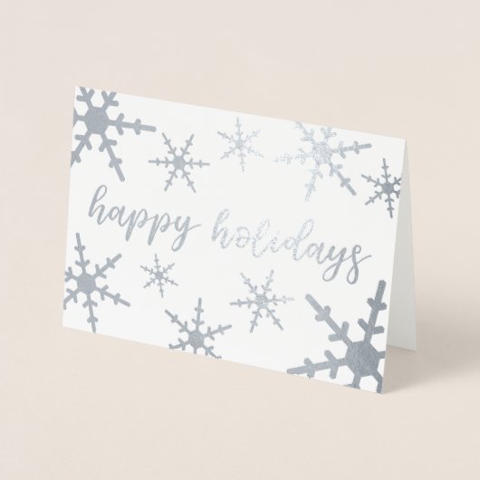 Prettige feestdagen Silver Snowflakes Folie Kaarten (Voorkant)