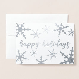 Prettige feestdagen Silver Snowflakes Folie Kaarten