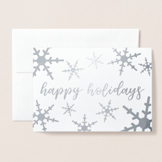 Prettige feestdagen Silver Snowflakes Folie Kaarten (Voorkant met envelop)