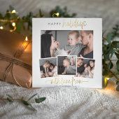 prettige feestdagen Simple Gold Script 4 Photo Col Feestdagenkaart