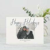 prettige feestdagen Simple Photo Navy Sage Holiday Feestdagenkaart (Staand voorkant)