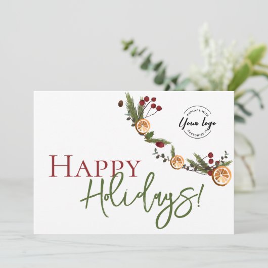 prettige feestdagen Sinaasappels met bladeren Aang Bedankkaart (Staand voorkant)