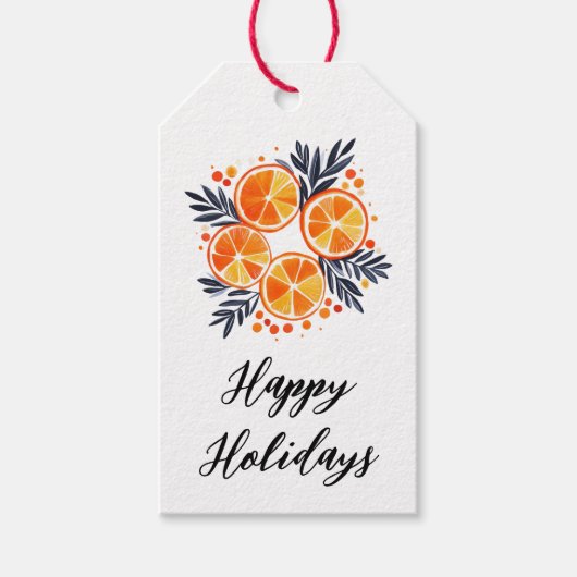 Prettige feestdagen Sinaasappels Vakantie Foliage Cadeaulabel (Voorkant)