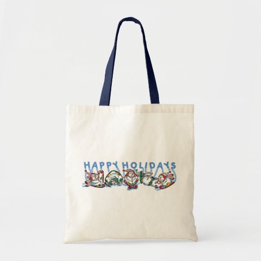 prettige feestdagen Skiing Snowmen Tote Bag (Voorkant)