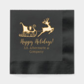 Prettige feestdagen Sleigh Reindeer Company Achter Folie Servetten (Voorkant)