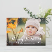 Prettige feestdagen Sneeuw Foto Kerstmis Feestdagenkaart (Staand voorkant)