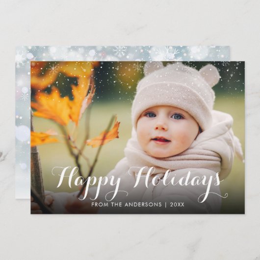Prettige feestdagen Sneeuw Foto Kerstmis Feestdagenkaart (Voorkant / Achterkant)