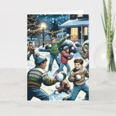 Prettige feestdagen | Sneeuwballengevecht (Voorkant)