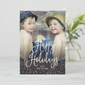 prettige feestdagen sneeuwfoto feestdagenkaart (Staand voorkant)