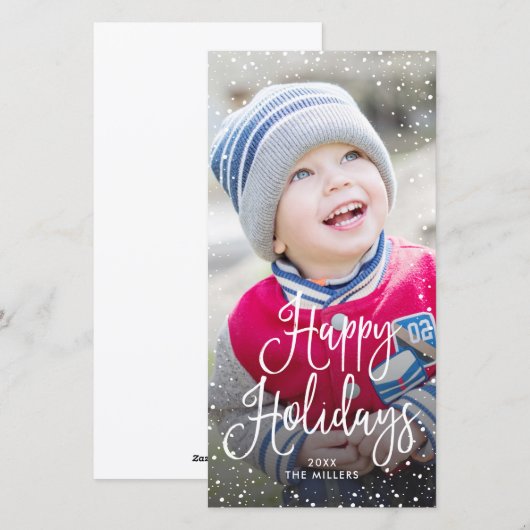 prettige feestdagen sneeuwfoto feestdagenkaart (Voorkant / Achterkant)