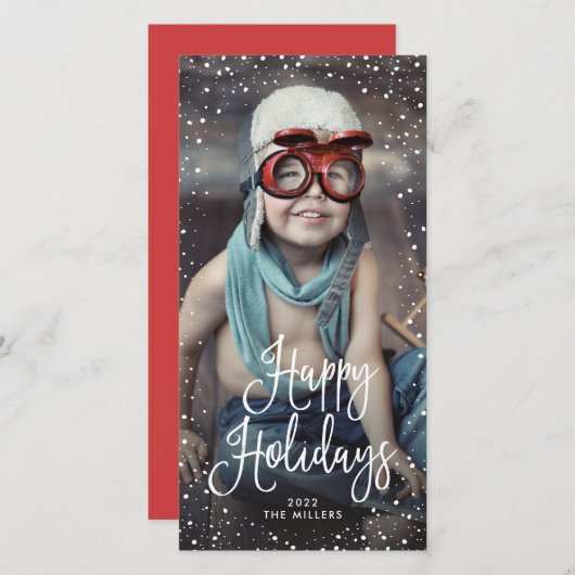 prettige feestdagen sneeuwfoto feestdagenkaart (Voorkant / Achterkant)