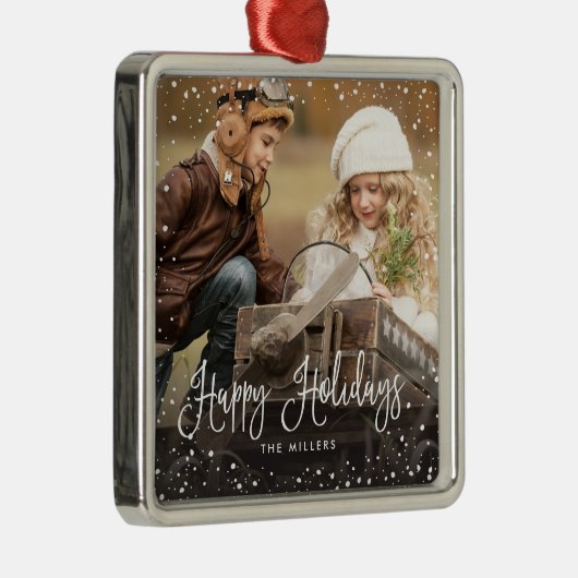 prettige feestdagen Sneeuwfoto Ornament (Rechts)