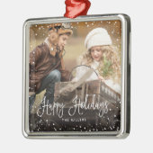 prettige feestdagen Sneeuwfoto Ornament (Links)