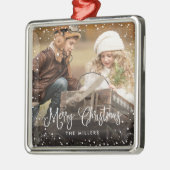 prettige feestdagen Sneeuwfoto Ornament (Links)