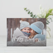 prettige feestdagen Sneeuwfoto voor script Feestdagenkaart (Staand voorkant)