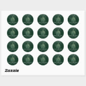 prettige feestdagen Sneeuwkerstboom, groen en wit Ronde Sticker (Vel)