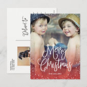 prettige feestdagen Sneeuwkerstfoto RED (Voorkant / Achterkant)