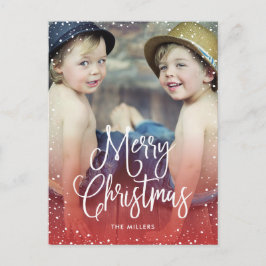 prettige feestdagen Sneeuwkerstfoto RED