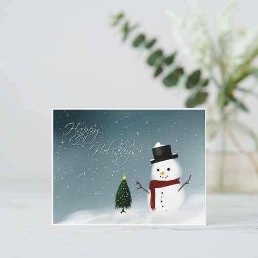 prettige feestdagen sneeuwman (Staand voorkant)