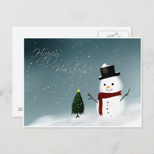 prettige feestdagen sneeuwman (Voorkant / Achterkant)