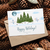 Prettige feestdagen Sneeuwman Kerstboom Vakantie K Feestdagenkaart