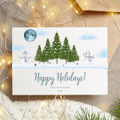 Prettige feestdagen Sneeuwman Kerstboom Vakantie K Feestdagenkaart