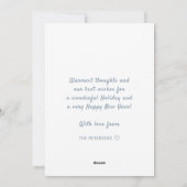 Prettige feestdagen sneeuwman sneeuwblauw wit feestdagenkaart (Achterkant)