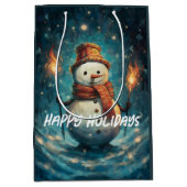 Prettige feestdagen Sneeuwman Traditionele Kerstmi Medium Cadeauzakje (Voorkant)