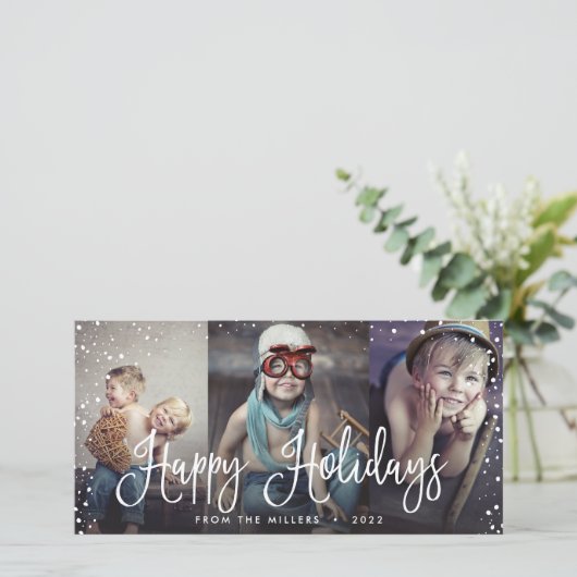 prettige feestdagen Sneeuwnaadloze 3-foto's Feestdagenkaart (Staand voorkant)