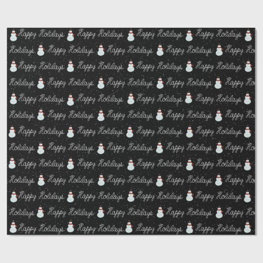 prettige feestdagen sneeuwpop en touwtekst op zwar cadeaupapier (Vlak)