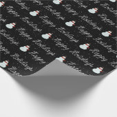 prettige feestdagen sneeuwpop en touwtekst op zwar cadeaupapier (Hoek)