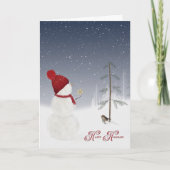 prettige feestdagen sneeuwpop met ster (Voorkant)